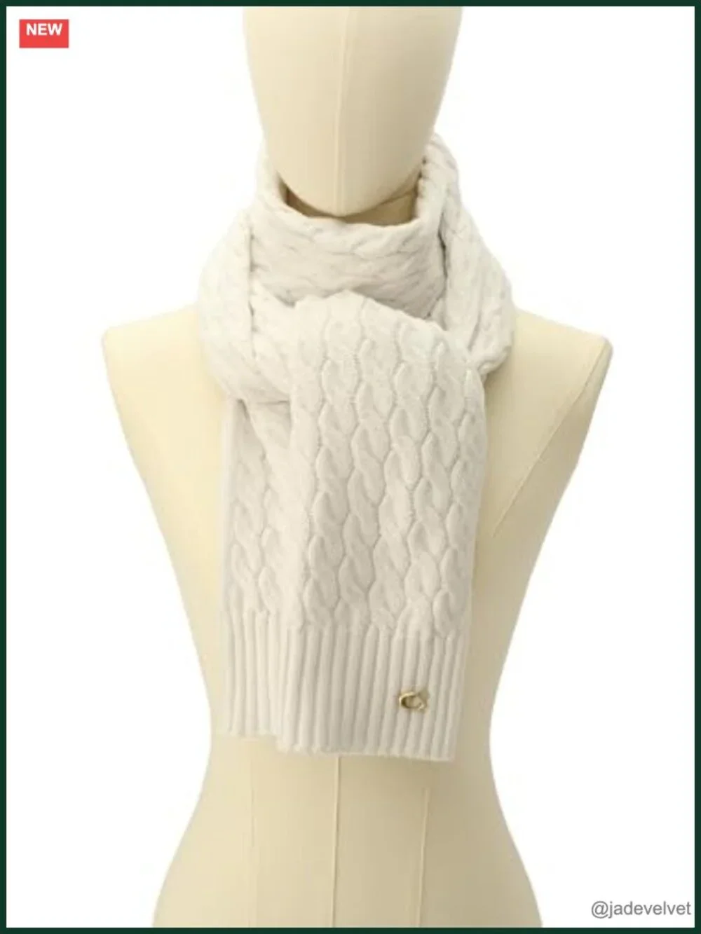 Cable Knit Scarf - Oversized Wool Blend with Fringe